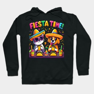 funny cat dog taco Time Cinco de mayo Hoodie